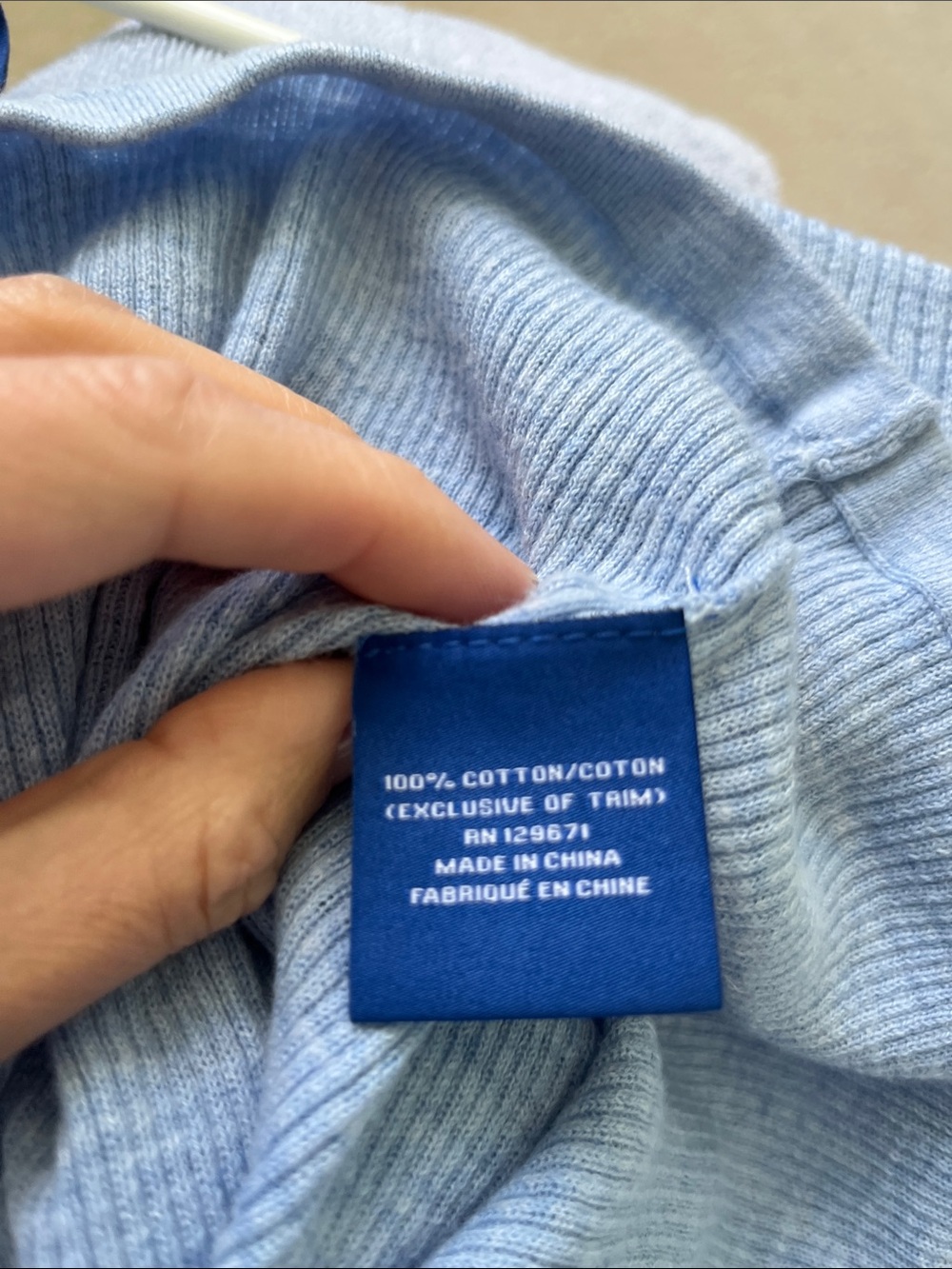 NWT 100% cotton Light Blue Ribbed Short Sleeve knitted tee size M - Picture 4 of 4